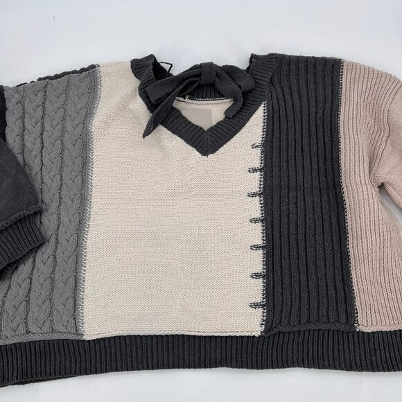 Blu Pepper Boho Color Block Boxy Sweater NWT - Picture 3 of 3